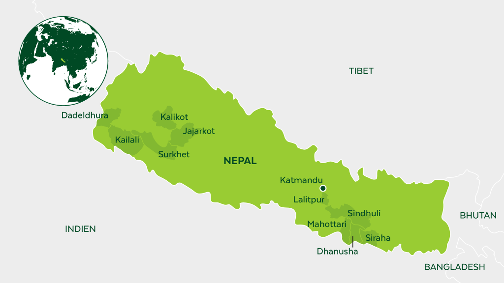 Karta över Nepal