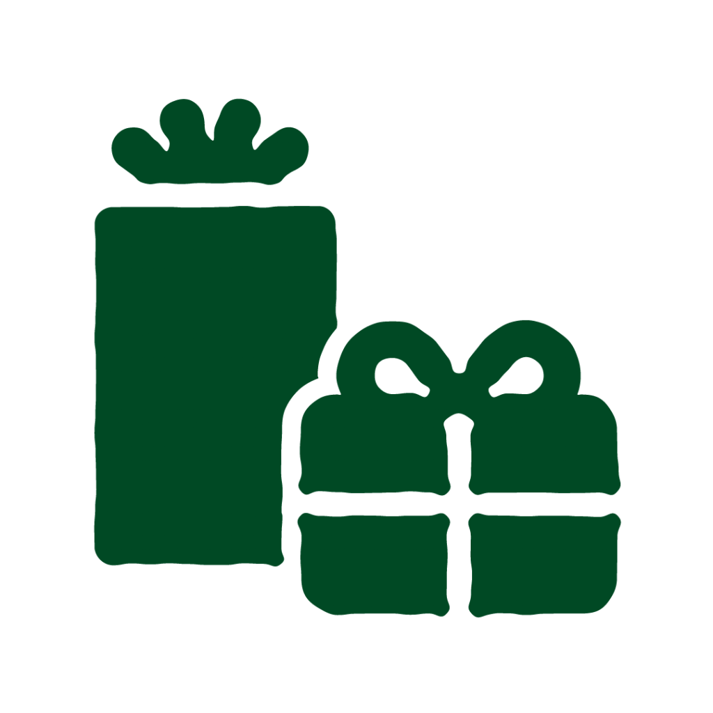 An illustration of two wrapped gifts